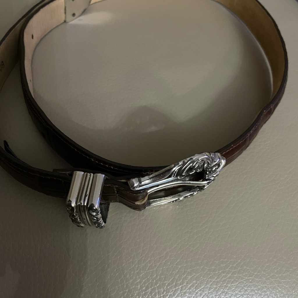 Mens Brighton Belt Alligator Silver Tone Buckle Size 34